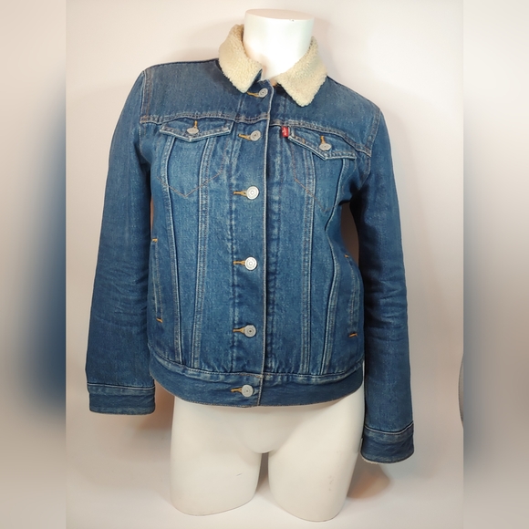 Levi's Denim Jacket Levi's Sherpa lined Denim Jacket XS Women’s Levi Jacket Coat - Picture 5 of 10